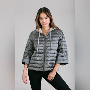 ANORAK Hooded Flare Jacket in Antique Silver